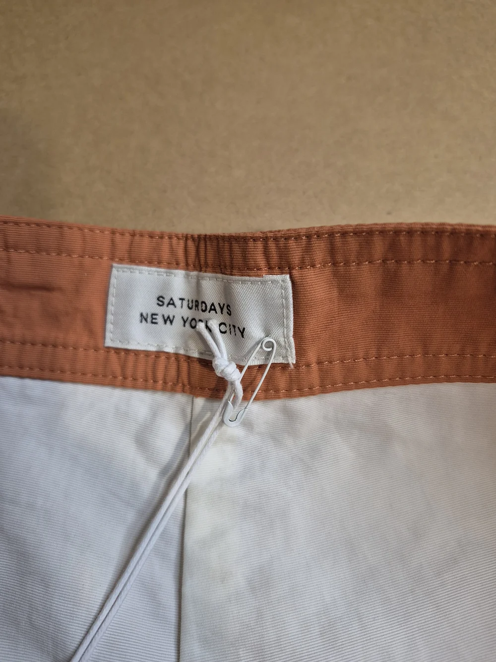 Saturdays NYC Two-Tone Rust & White Swim Trunks 4396/5